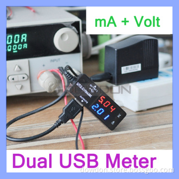 Two Output Digital USB Power Current Voltage Tester Meter for iPhone iPad Galaxy